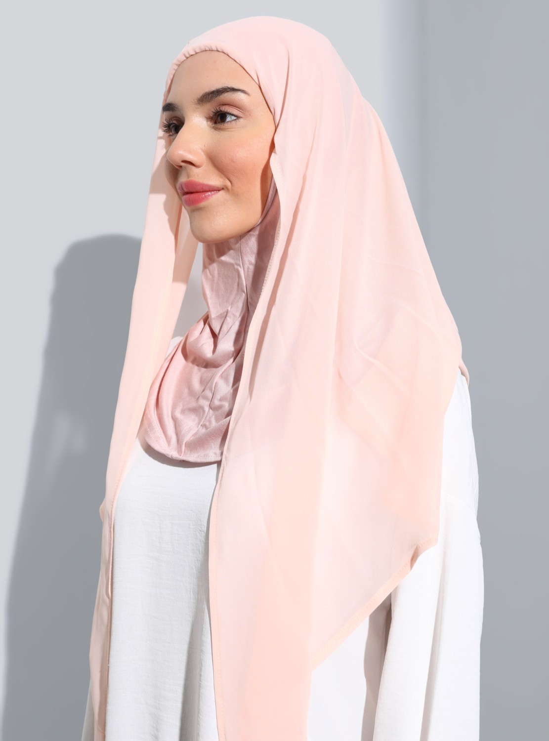 Ecardin Bone Ecardin ST111-HİJABLI Şifon Oval Eşarp 43 Yavruağzı - Yavruağzı - görsel 3