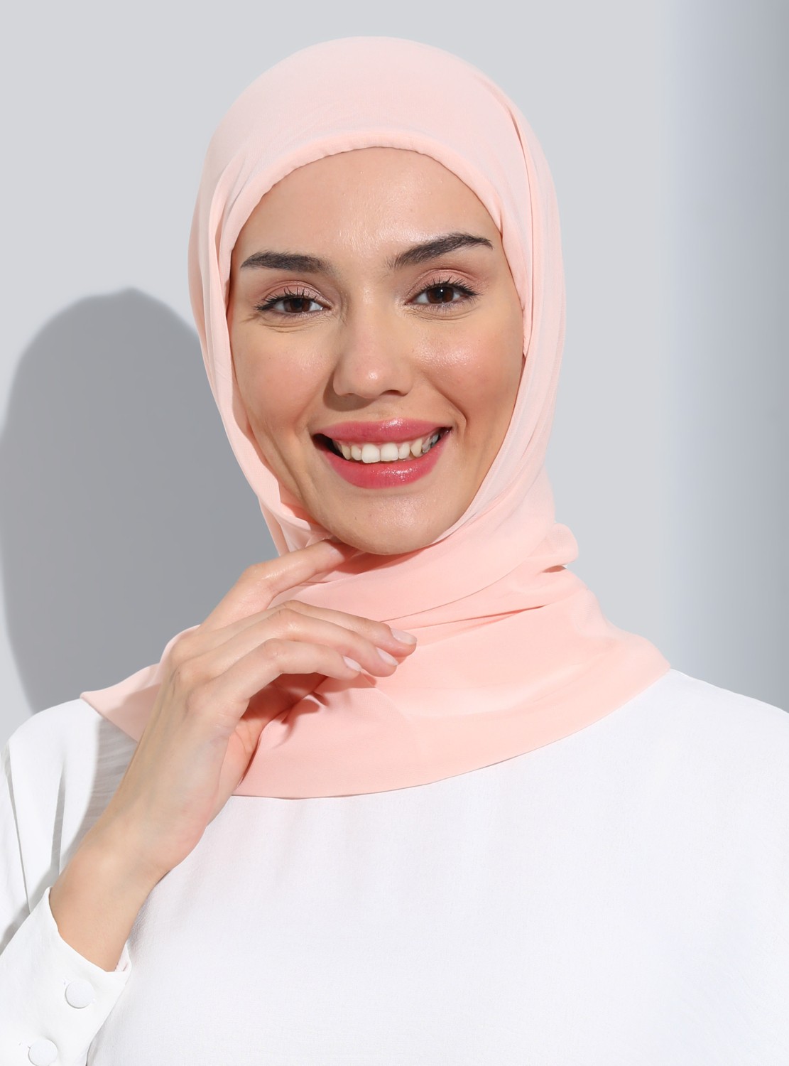 Ecardin Bone Ecardin ST111-HİJABLI Şifon Oval Eşarp 43 Yavruağzı - Yavruağzı - görsel 4