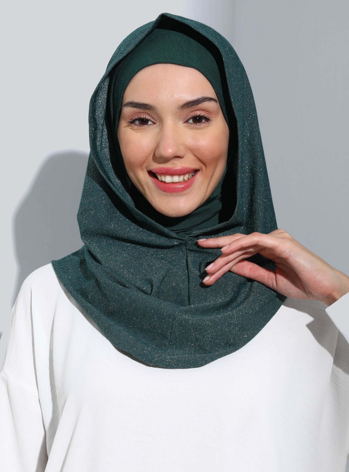 Ecardin Bone Ecardin ST300-SİMLİ Abiye Hijab 21 Zümrüt - Zümrüt Yeşili -