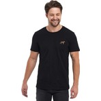 Adams Siyah Erkek Kısa Kol Bisiklet Yaka Kaplan Nakışlı T-Shirt