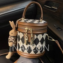 Navcon Kadınlar Için Popüler Küçük Bahar Moda Niş Crossbody Doku Eşkenar Dörtgen Taşınabilir Kova Çantası (Yurt Dışından)