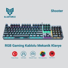 Blueforce Shooter Rainbow Mekanik Gaming Oyuncu Klavyesi Red Switch Q Tr