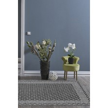 Dekoreko Dijital Salon Halısı Star Pamuk Kaymaz Taban Modern Christie Gri