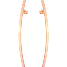 925 Ayar Gümüş Uzun Çubuk Küpe, Pembe