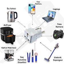 Tek-İş Seyahat Adaptörü Türk Erkek Fişli Universal Ingiliz Amerika Fişi Prizi Çevirici Priz Dönüştürücü