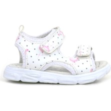 Rakerplus Beyaz Flamingo Cırtlı Bebek Sandalet Ayakkabı