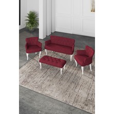 Gada Grup Gadagrup Kolu Çay Seti Koltuk Takımı, Salon Balkon Takımı(2+1+1+Puf Beyaz Ayak)