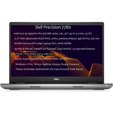 Dell Precision 7780 Intel Core I9 13950HX 64GB 2tb SSD Nvidia Geforce Rtx 4090 16GB 17.3" UHD Windows 11 Pro Taşınabilir Bilgisayar