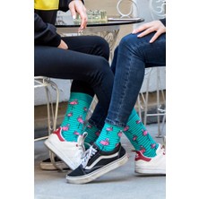 Bidigago Flamingo Desenli Unisex Renkli Kolej Çorap