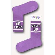 Bidigago Shut Up Yazılı Desenli Tenis Kolej Çorap