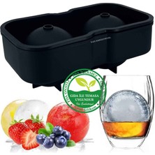 Gurme Chef Büyük Boy Silikon 2 Bölmeli Xl Top Buz Kalıbı, Siyah