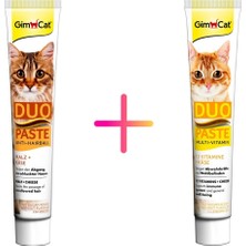 Gimcat Anti-Hairball Duo Paste Peynir+Macun 50GR ve Multivitamin Duo Paste Peynir + 12 Vitaminli 50GR