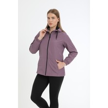 Freemen Kadın Mürdüm Içi Astarlı Su Geçirmez ve Rüzgara Dayanıklı Kapüşonlu Iç Cepli Yağmurluk - Rüzgarlık