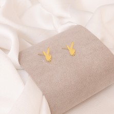 Dkmn Silver 925 Ayar Gümüş Playboytavşan Küpe