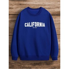 Black Sokak Mavi West Coast Baskılı Oversize Bisiklet Yaka Erkek Sweatshirt