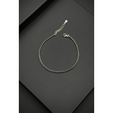 Frnch 925 Ayar Gümüş 2mm Zirkon Taşlı Siyah Renk Tennis Erkek Bileklik FRJ11979-2079-S