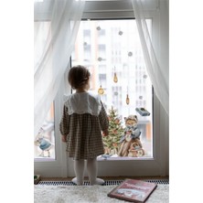 Piksel Grafik Yeni Yıl Masalı, Sevimli Yılbaşı Figürleri Sticker Seti, Kış Yılbaşı Süsü Sticker Cam Duvar Sticker