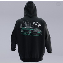 Black Sokak Siyah Supra Baskılı Oversize Erkek Bisiklet Yaka Sweatshirt