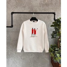 Black Sokak Beyaz Kızılderili Baskılı Oversize Bisiklet Yaka Erkek Sweatshirt