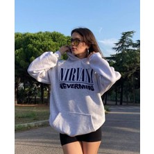 Black Sokak Gri Nirvana Baskılı Oversize Kapuşonlu Erkek Sweatshirt