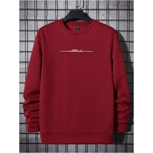 Black Sokak Kırmızı Çizgi Baskılı Oversize Bisiklet Yaka Erkek Sweatshirt