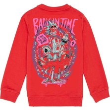 Black Sokak Kırmızı Backintime Baskılı Oversize Erkek Bisiklet Yaka Sweatshirt