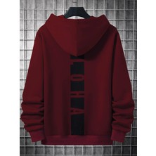 Black Sokak Bordo Sırt Aloha Baskılı Oversize Kapüşonlu Erkek Sweatshirt