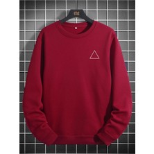 Black Sokak Kırmızı Ucgen Baskılı Oversize Bisiklet Yaka Erkek Sweatshirt