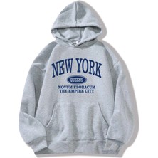 Black Sokak Gri Nyqueens Baskılı Oversize Kapuşonlu Erkek Sweatshirt