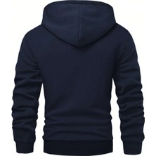 Black Sokak Lacivert Attitude Baskılı Oversize Kapüşonlu Erkek Sweatshirt