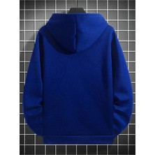 Black Sokak Sax Mavi Özgürlük Heykeli Baskılı Oversize Kapuşonlu Erkek Sweatshirt.