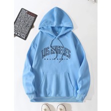 Black Sokak Bebe Mavi La California Baskılı Oversize Erkek Sweatshirt