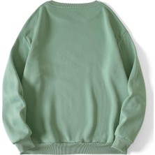 Black Sokak  Unisex Mint Yeşil Love Bisiklet Yaka Baskılı Oversize Sweatshirt