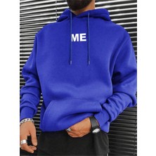 Black Sokak Sax Mavi Me Baskılı Oversize Erkek Sweatshirt