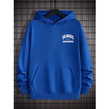 Black Sokak Sax Mavi La California Baskılı Oversize Erkek Sweatshirt