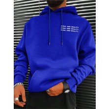Black Sokak Sax Mavi Ideal Realty Baskılı Oversize Erkek Sweatshirt