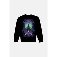Black Sokak Siyah The Black Baskılı Oversize Erkek Bisiklet Yaka Sweatshirt