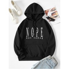 Black Sokak  Unisex Siyah Nope Baskılı Oversize Kapüşonlu Sweatshirt