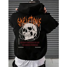 Black Sokak Siyah Freedom Kuru Kafa Baskılı Oversize Kapüşonlu Erkek Sweatshirt