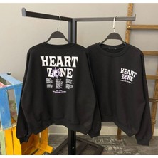 Black Sokak unisexsiyahheartzonebaskılıoversizekapüşonlusweatshirt