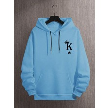 Black Sokak Bebe Mavi Kral Kart Baskılı Oversize Erkek Sweatshirt