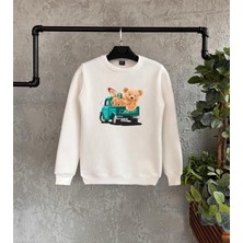 Black Sokak Beyaz Ayı Baskılı Oversize Bisiklet Yaka Erkek Sweatshirt