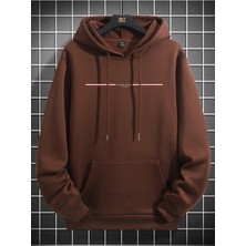 Black Sokak Kahverengi Natural Realm Baskılı Oversize Kapüşonlu Erkek Sweatshirt