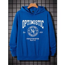 Black Sokak Sax Mavi Optimistic Baskılı Oversize Erkek Sweatshirt