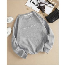 Black Sokak Gri Dreamer Baskılı Oversize Bisiklet Yaka Unisex Sweat.