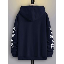 Black Sokak Lacivert The Hope Baskılı Oversize Kapüşonlu Erkek Sweatshirt