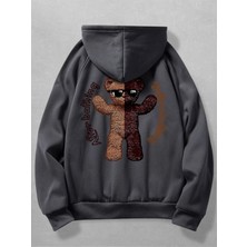 Black Sokak Antrasit After Before Bathing Baskılı Oversize Kapüşonlu Erkek Sweatshirt