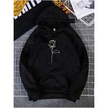 Black Sokak Unısex Rose Oversize Kapüşonlu Sweatshirt