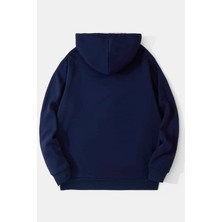 Black Sokak Lacivert Özgürlük Heykeli Baskılı Oversize Kapuşonlu Erkek Sweatshirt