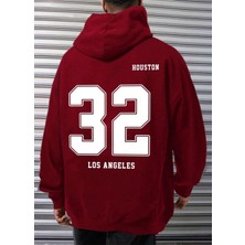 Black Sokak Bordo 32 Baskılı Oversize Kapüşonlu Erkek Sweatshirt